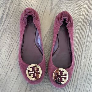 Tory Burch burgundy suede ballet flats